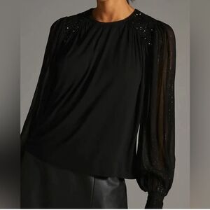 Anthro Blank London Embellished Top In Black